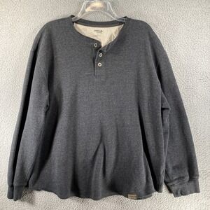 Guide Series Top‎ Mens XL Dark Gray Henley Long Sleeve 100% Cotton 3 Button
